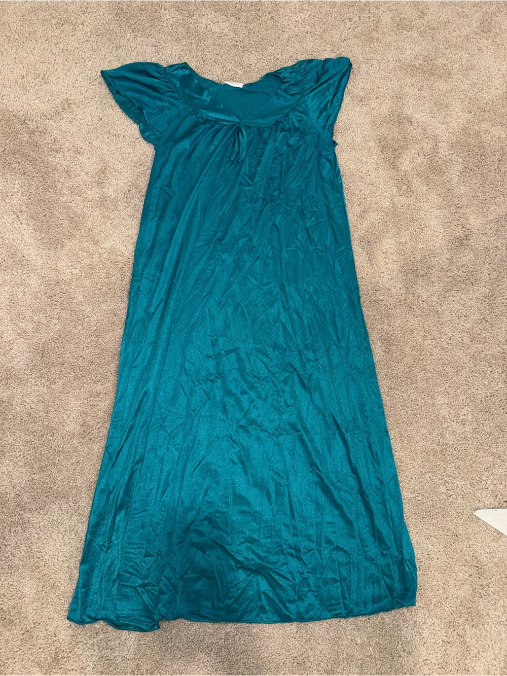 Vanity Fair Teal Night Gown with Flutter Sleeves